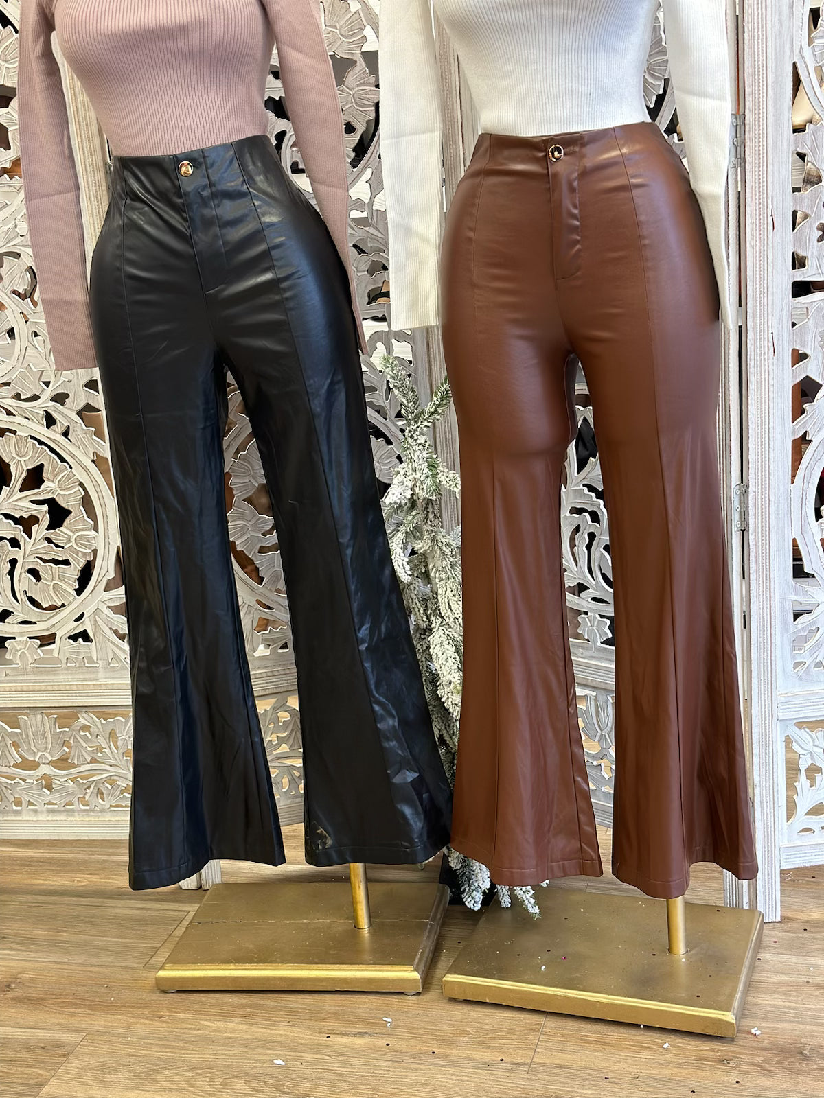 Faux Leather Flare Pants