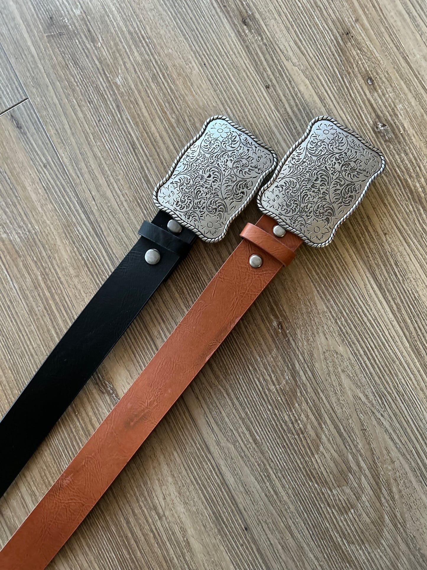 Faux Leather Belt With Buckle