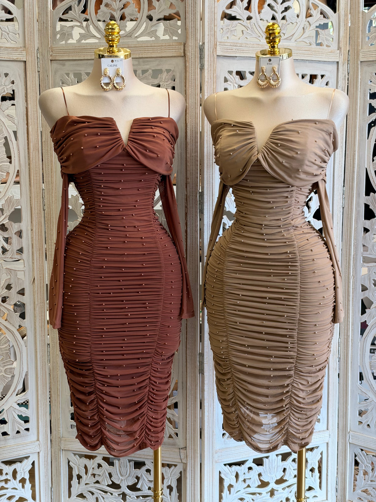 Aurelia Pearl Midi Dress- Estira , Stretchy