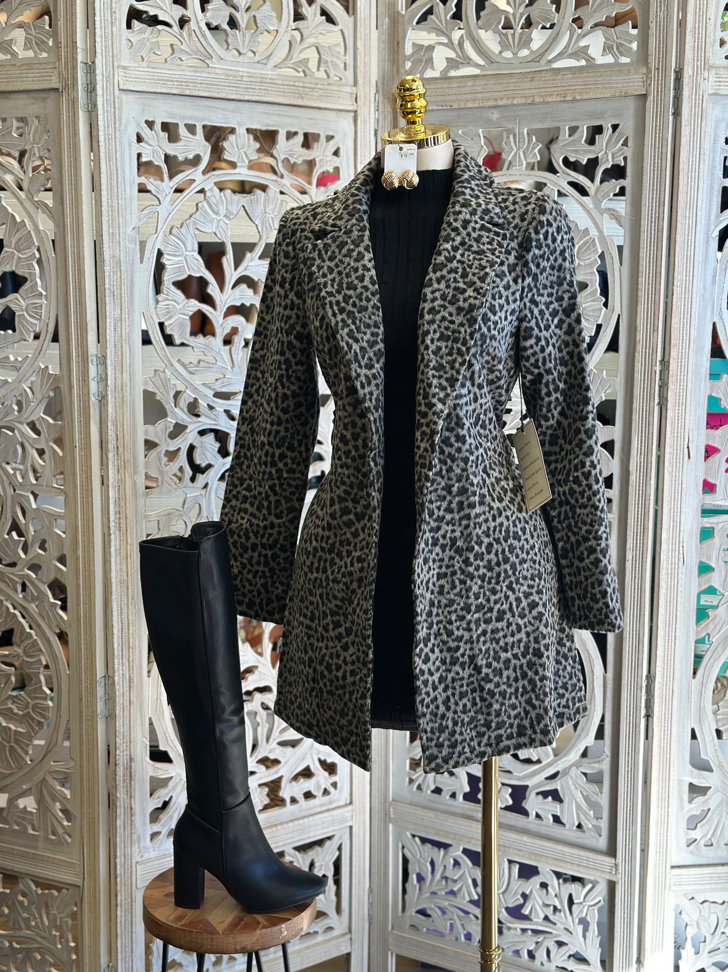 Leopard Print Midsize Coat