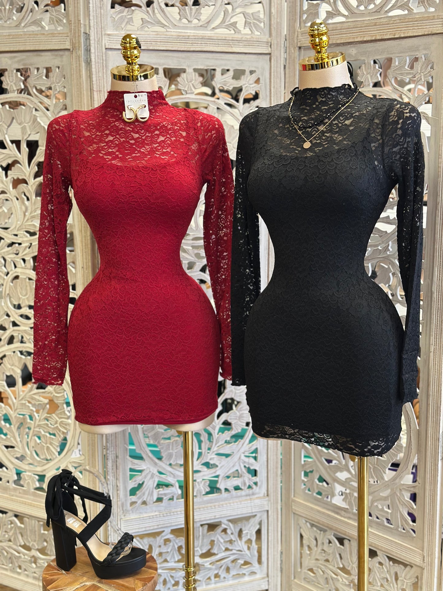 Sexy Lace Mini Dress- Stretchy,Estira