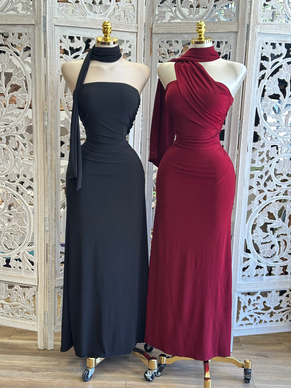 Gala Scarf Maxi Dress- Estira, Stretchy