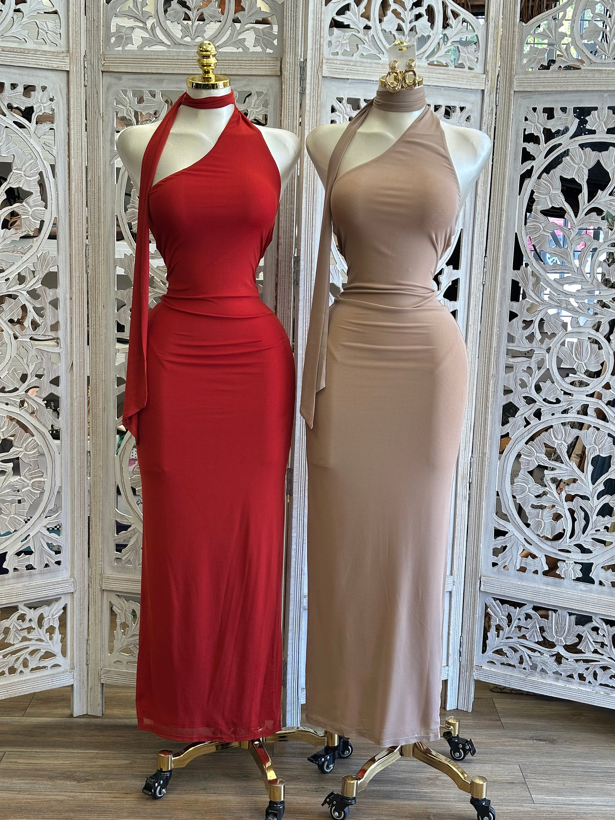 Cleo Halter Maxi Dress- Estira, Stretchy