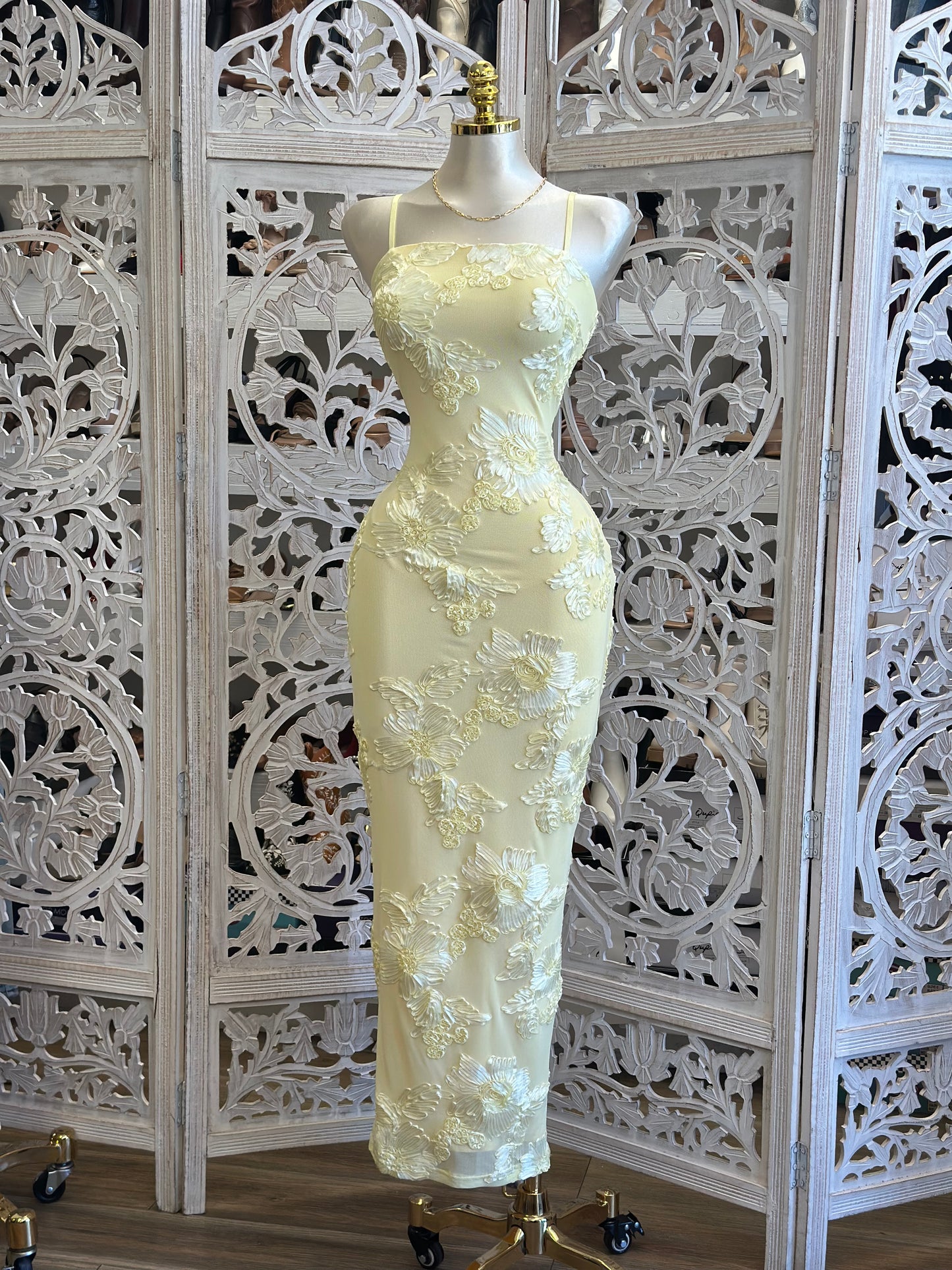 Butter Floral Midi Dress- Stretchy, Estira