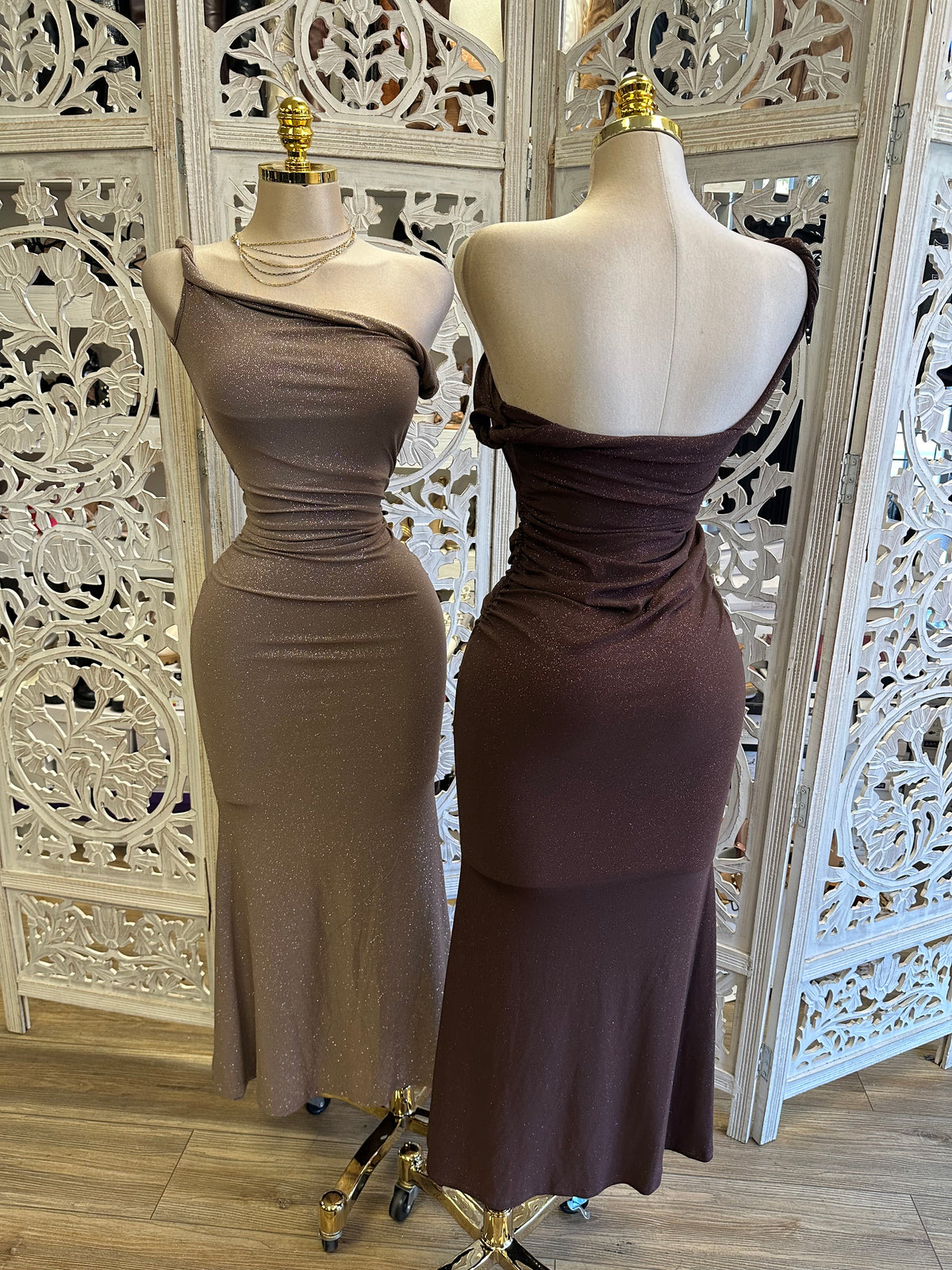Marcella Draped Mermaid Dress- Estira, Stretchy