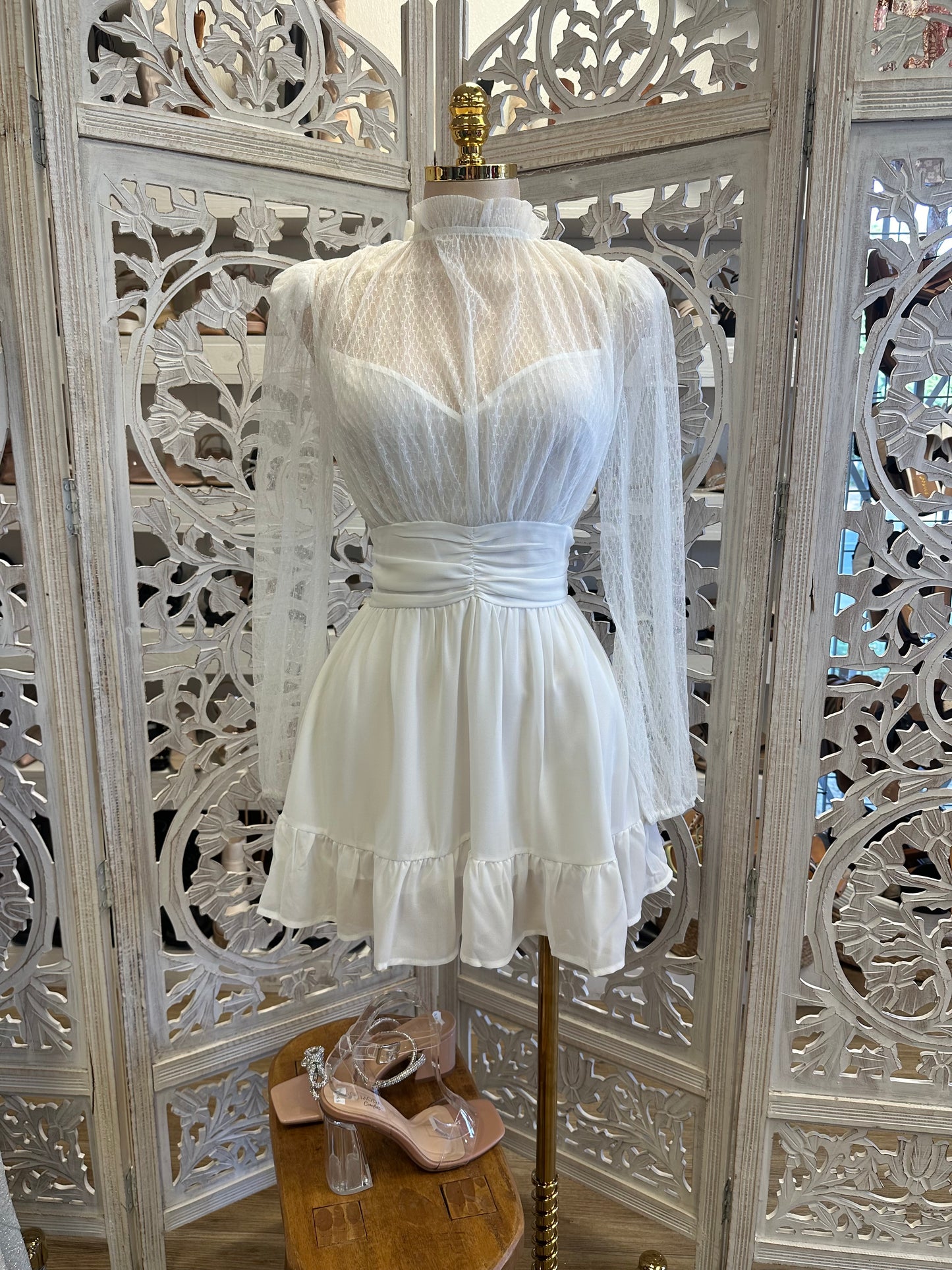 High Neck Fit and Flare Dress- Not Stretchy