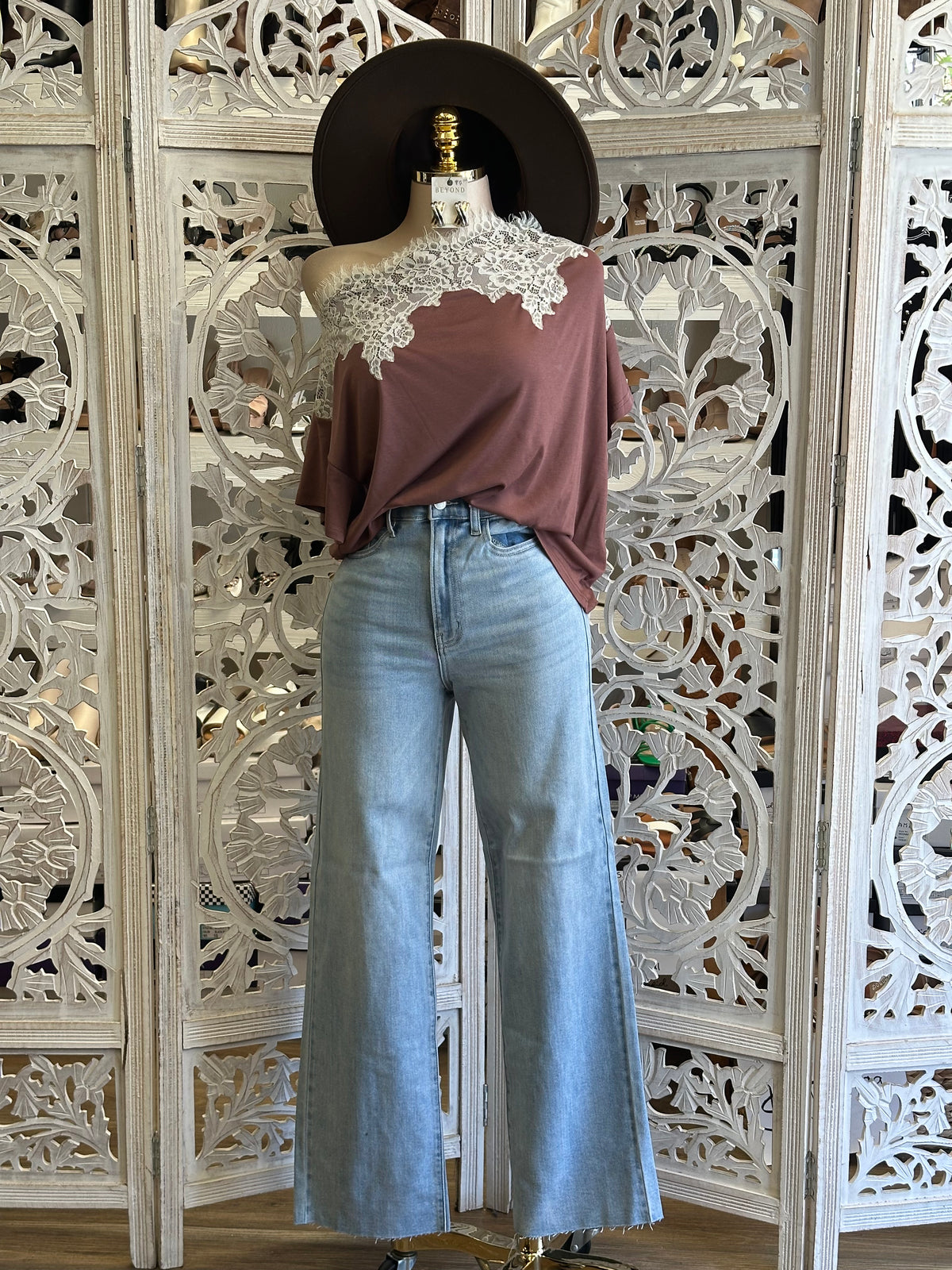 Rose Etherea Lace-Trim Blouse