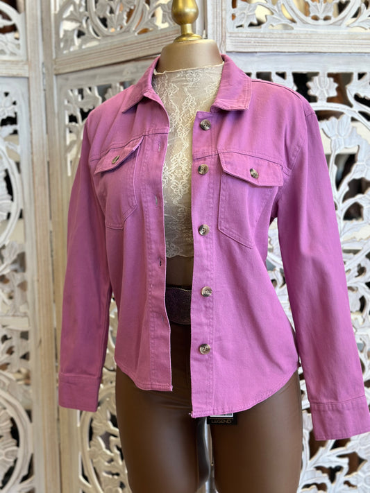 Pink Denim Pocket Jacket