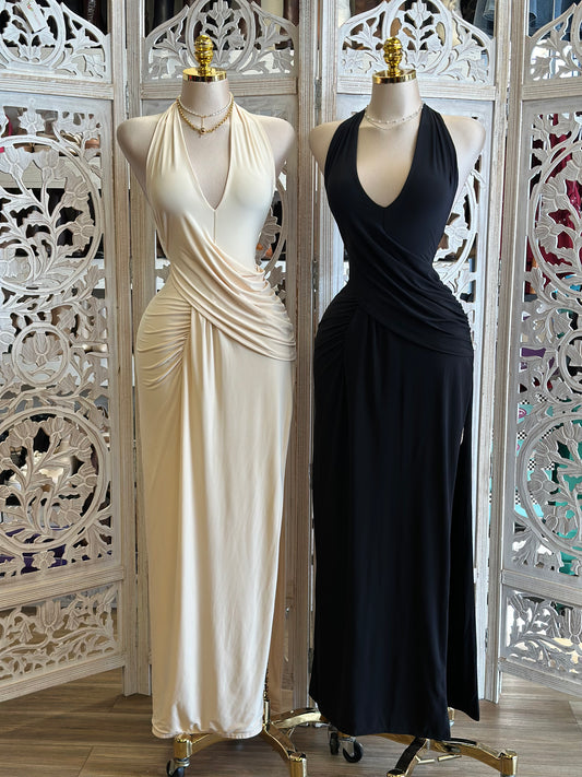 Cross Over Draped Dress-Stretchy,Estira