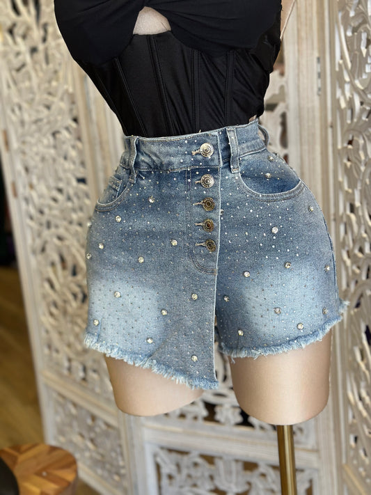 Rhinestone Mini Skort-No Estira , Not Stretchy