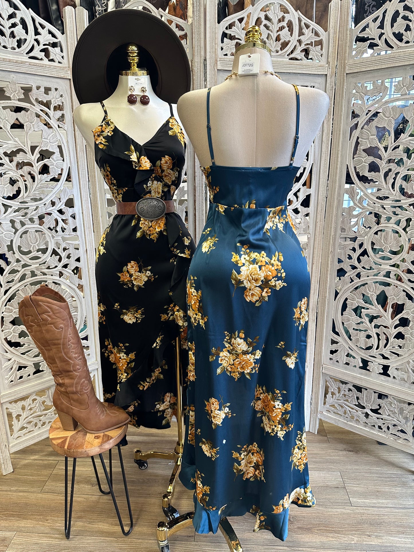 Rose Midi Dress -Not Stretchy,No Estira