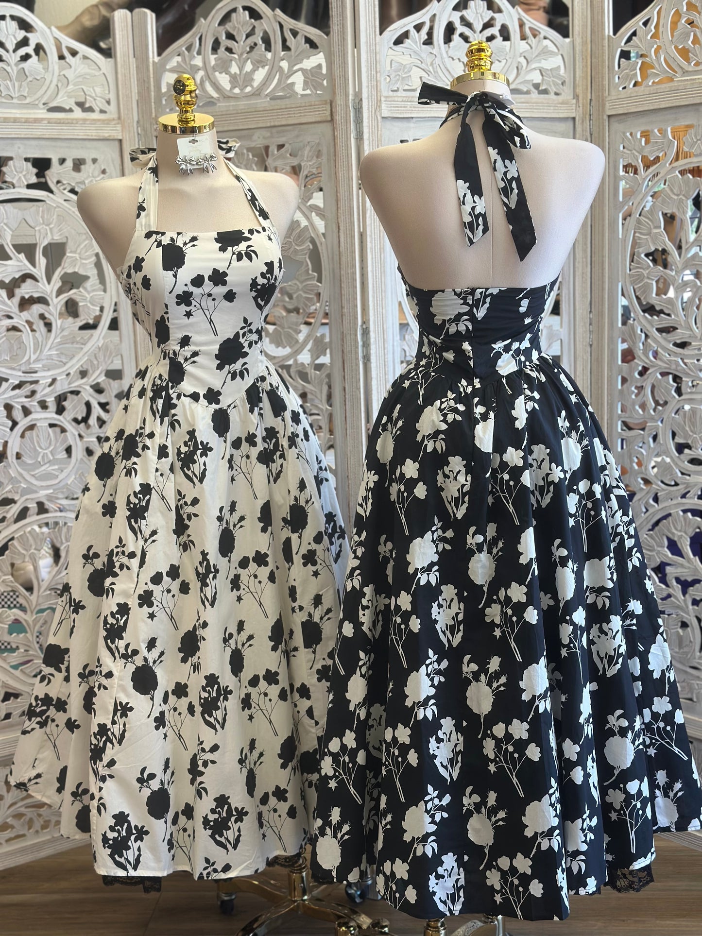 Puffy Vintage Floral Midi Dress- No Estira, Not Stretchy