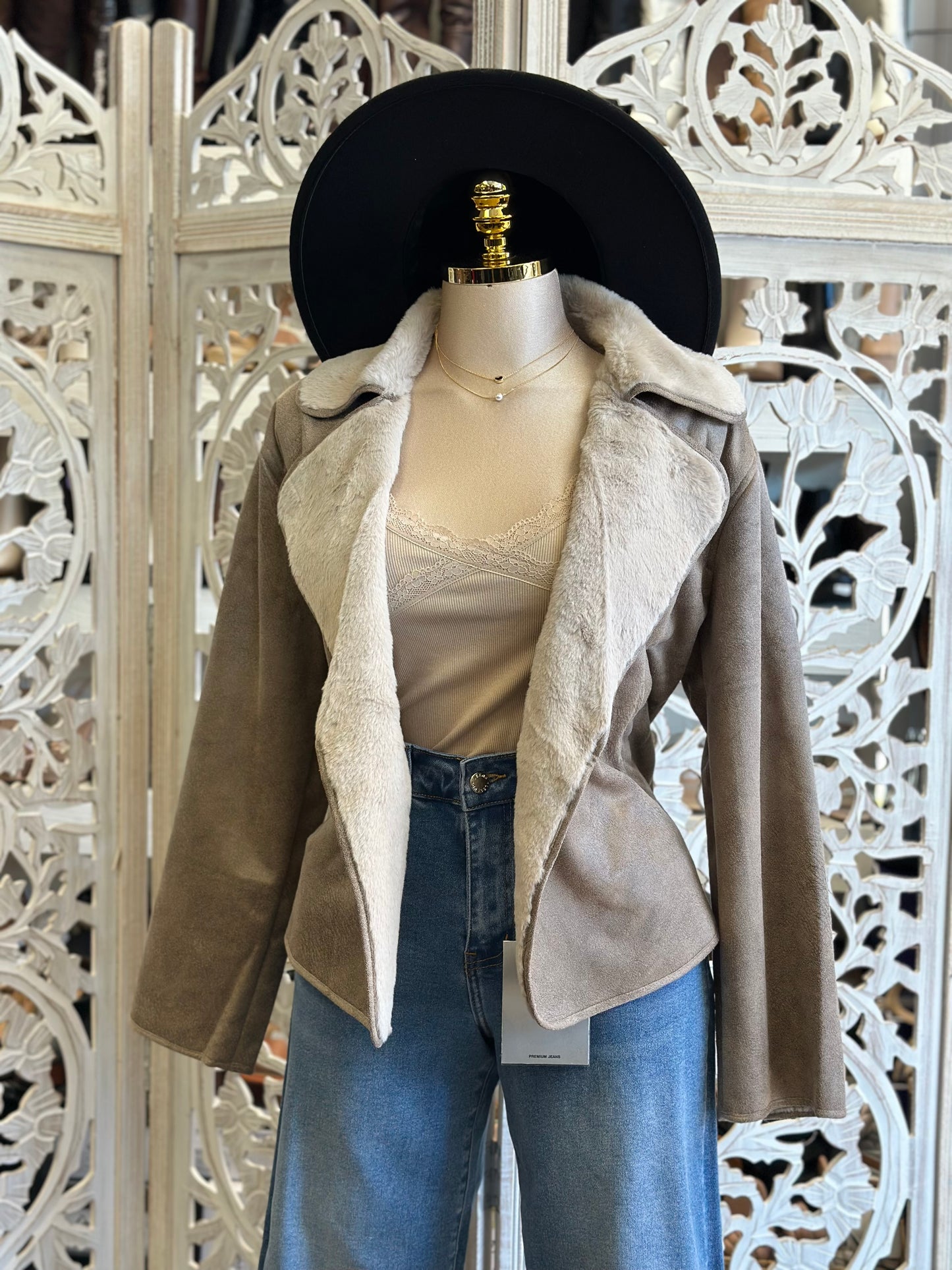 Taupe Suede Soft Jacket- Runs Big