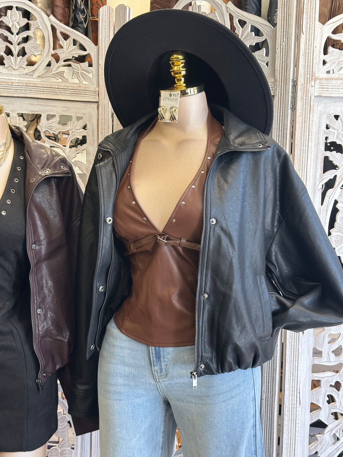 Cassian Faux-Leather Bomber Jacket