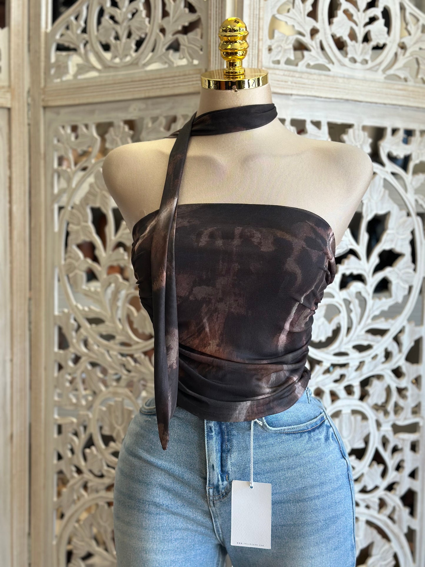 Strapless Blouse with Scarf - Estira, Stretchy