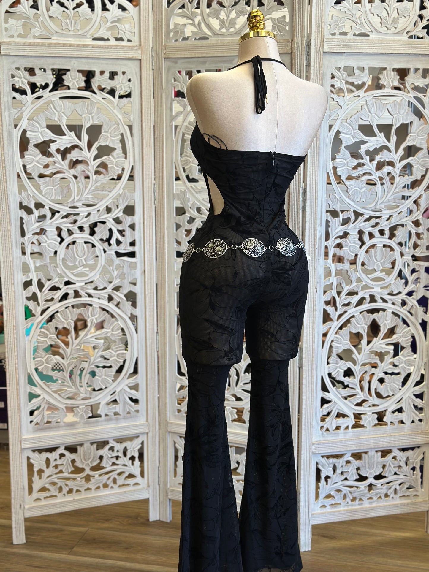 Sexy Mesh Black Jumpsuit - Stretchy,Estira