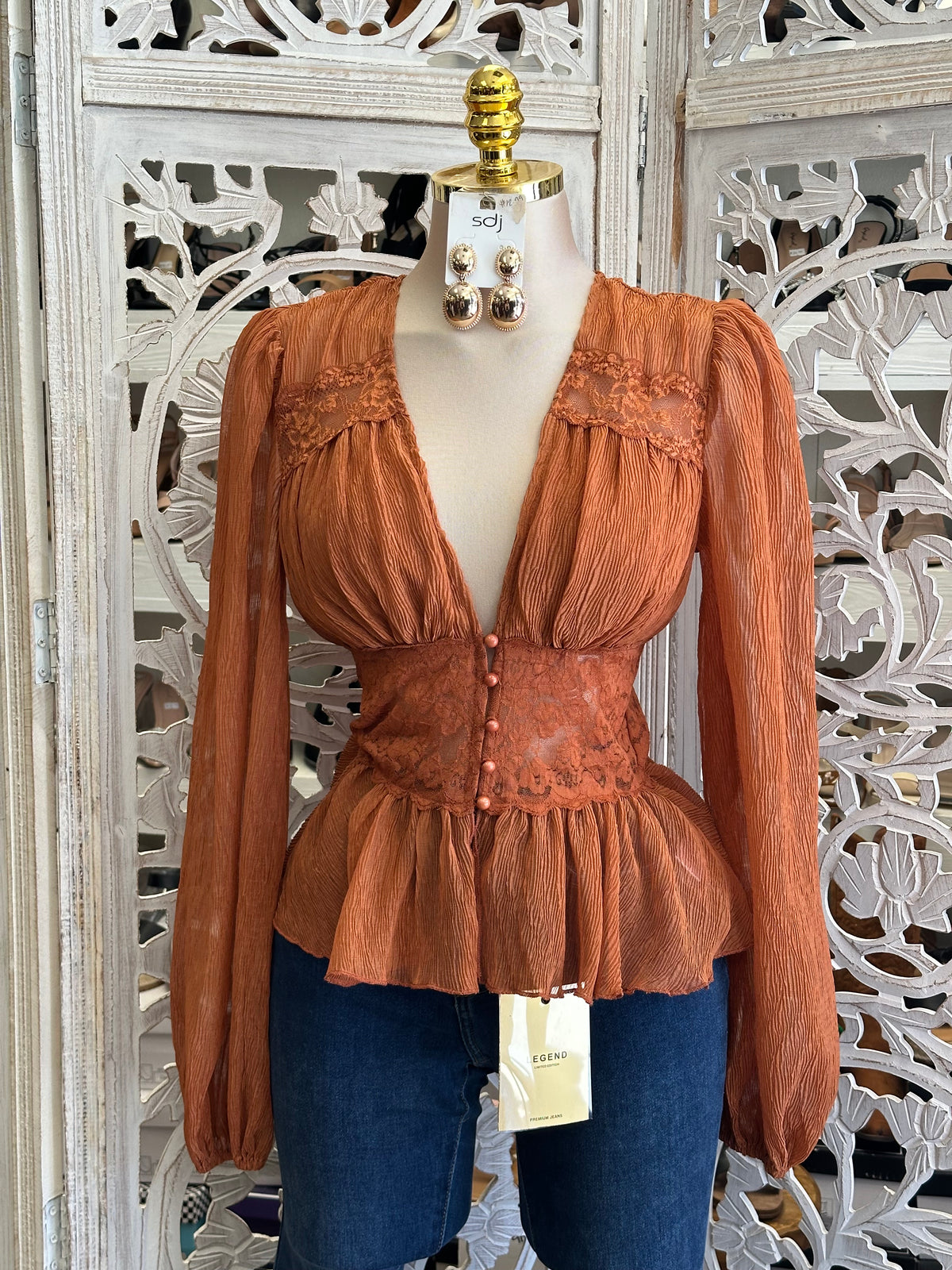 Raven Plissé Corset Blouse- Stretchy, Estira