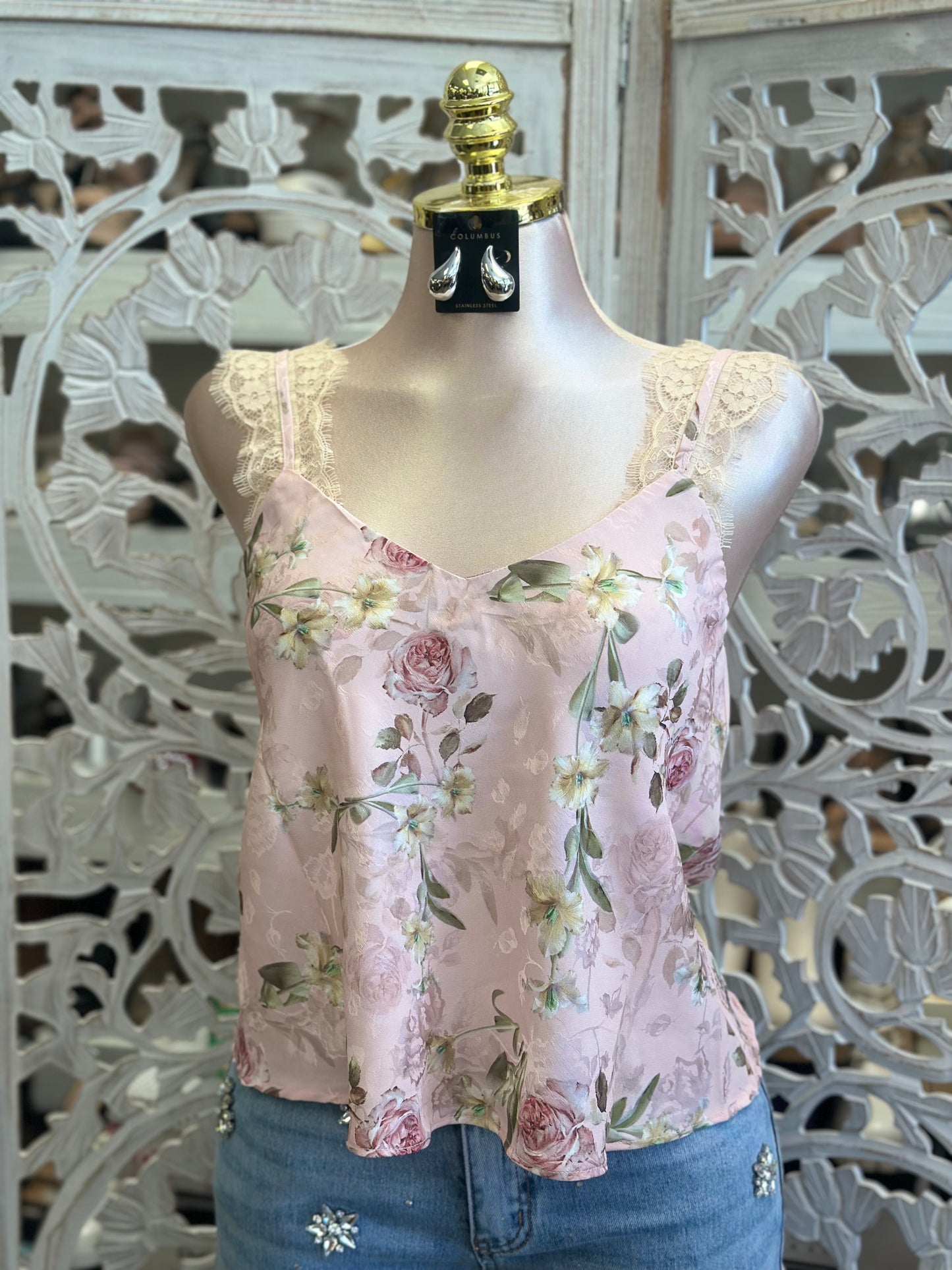 Lace Lined Floral Blouse