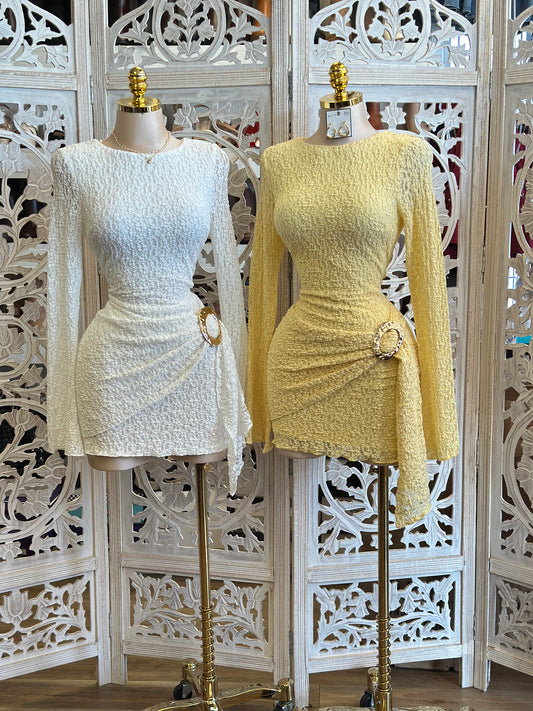 Brass Lace Mini Dress-Stretchy,Estira