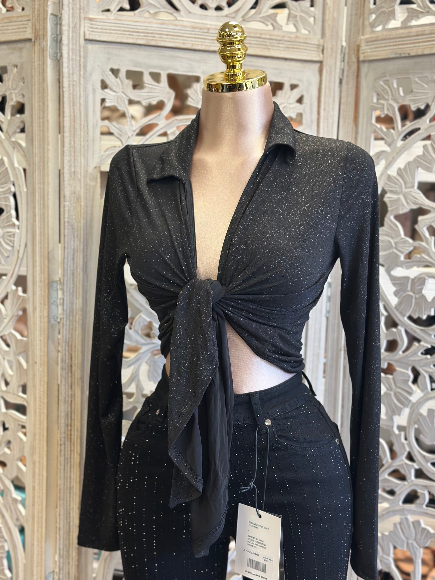 Starry Bright Knotted Top- Estira, Stretchy