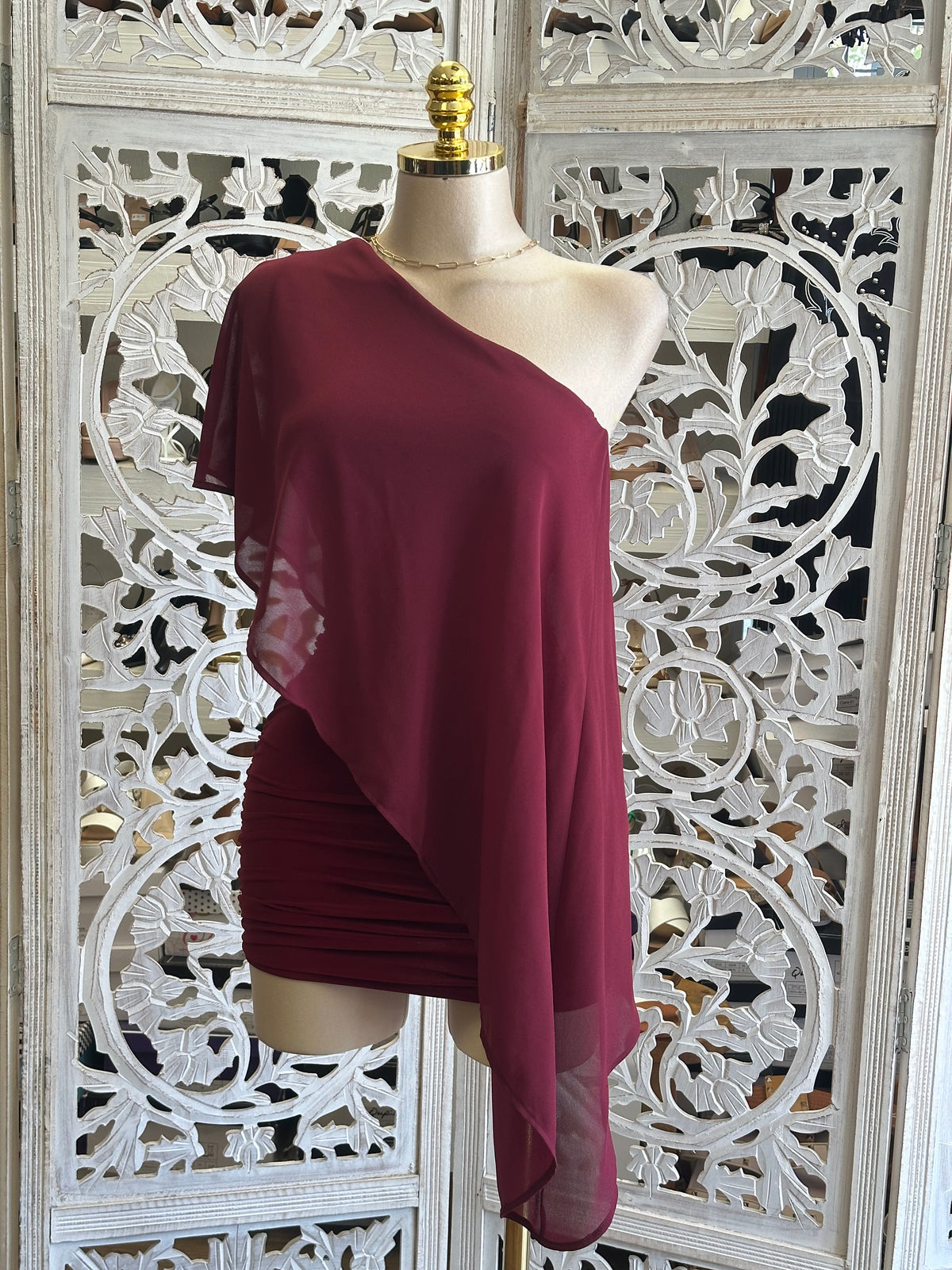 Solstice Chiffon Mini Dress- Estira , Stretchy
