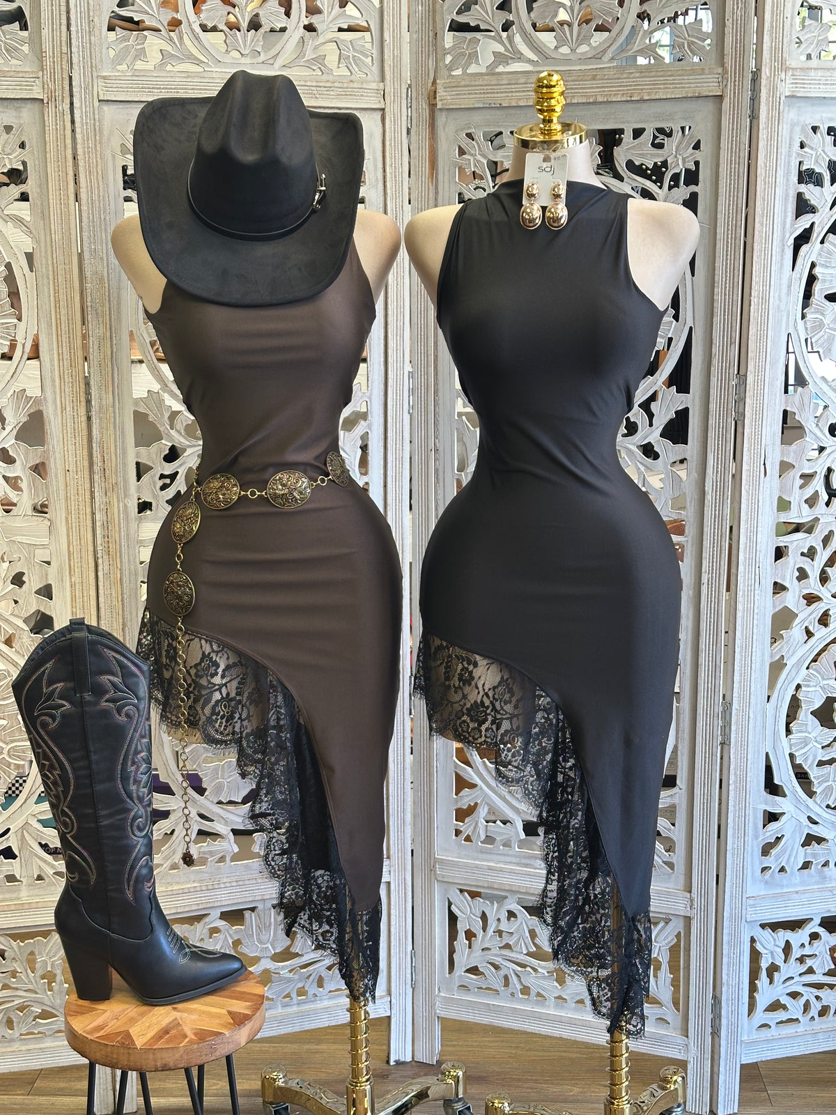 Sabine Asymmetric Midi Dress- Estira Poco, Slightly Stretchy