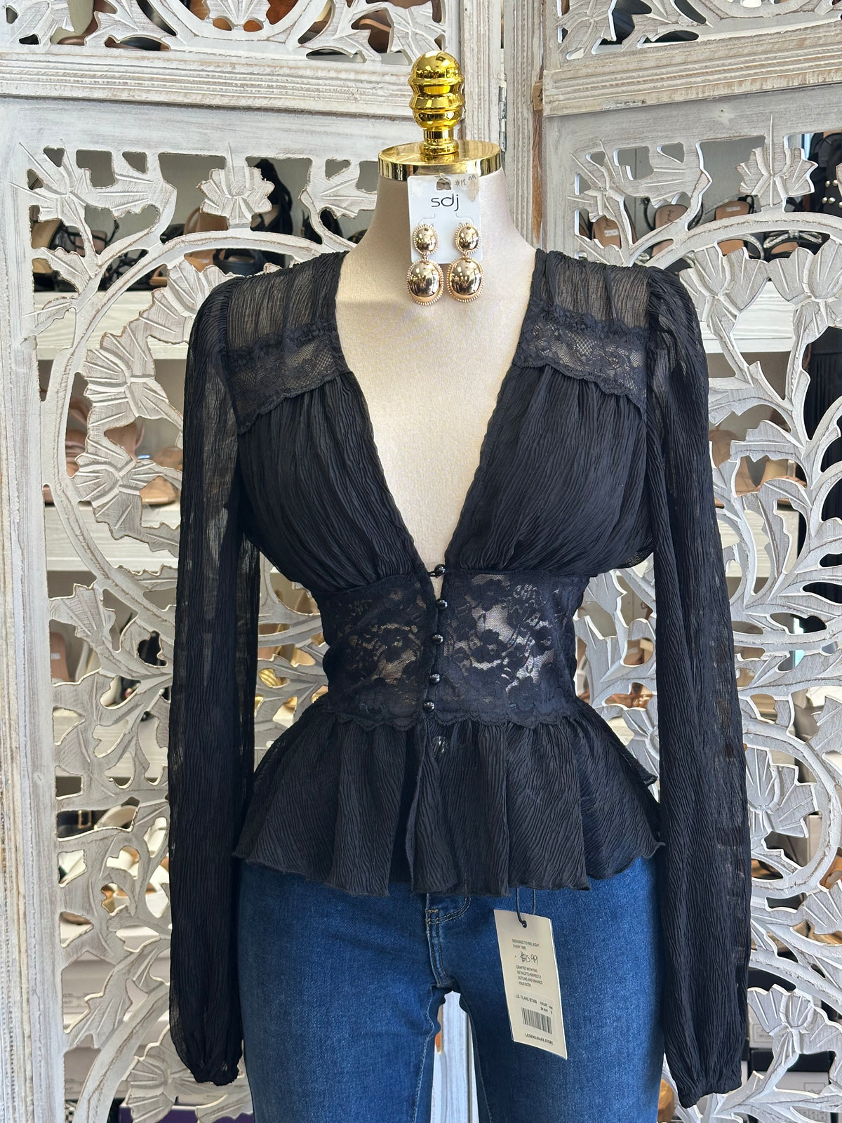 Raven Plissé Corset Blouse- Stretchy, Estira