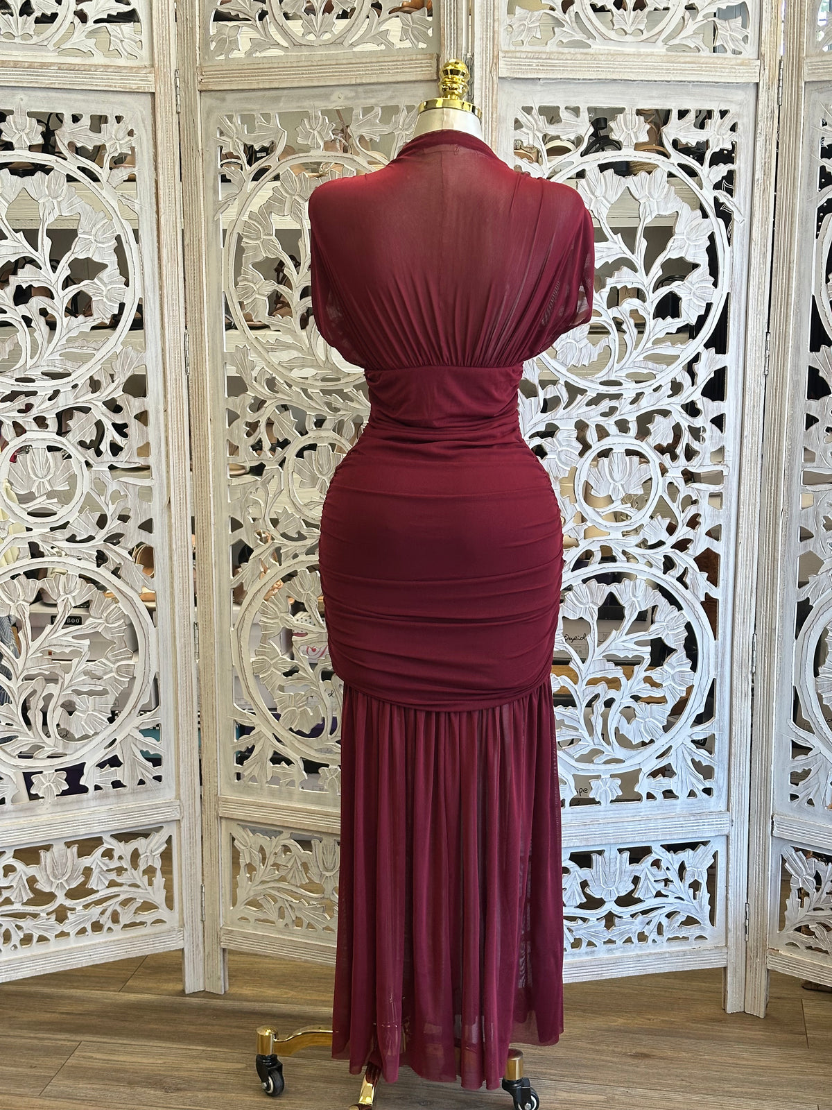 Cabernet Cascade Dress- Estira, Stretchy