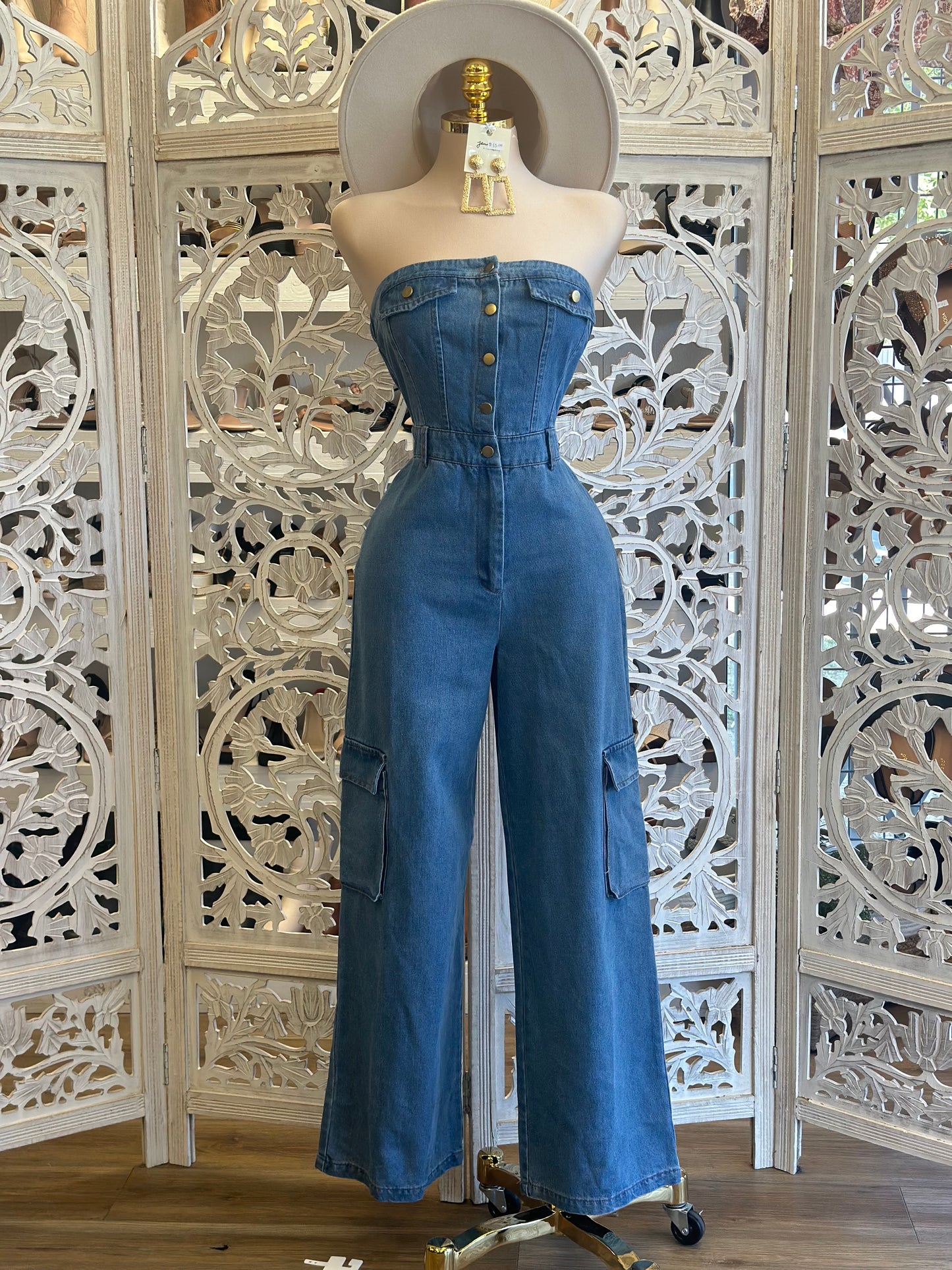 Strapless Denim Jumpsuit - No Estira, Not Stretchy