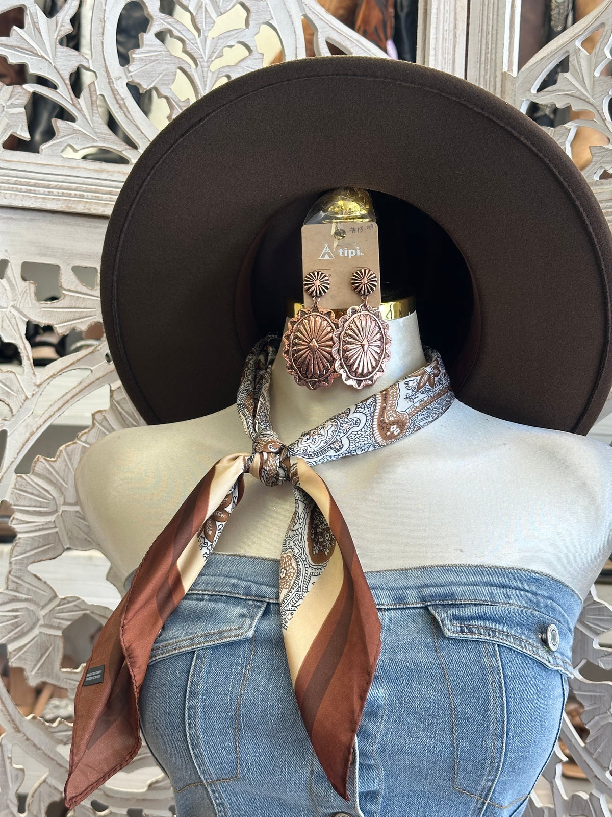 Desert Reins Scarf - Ivory & Brown