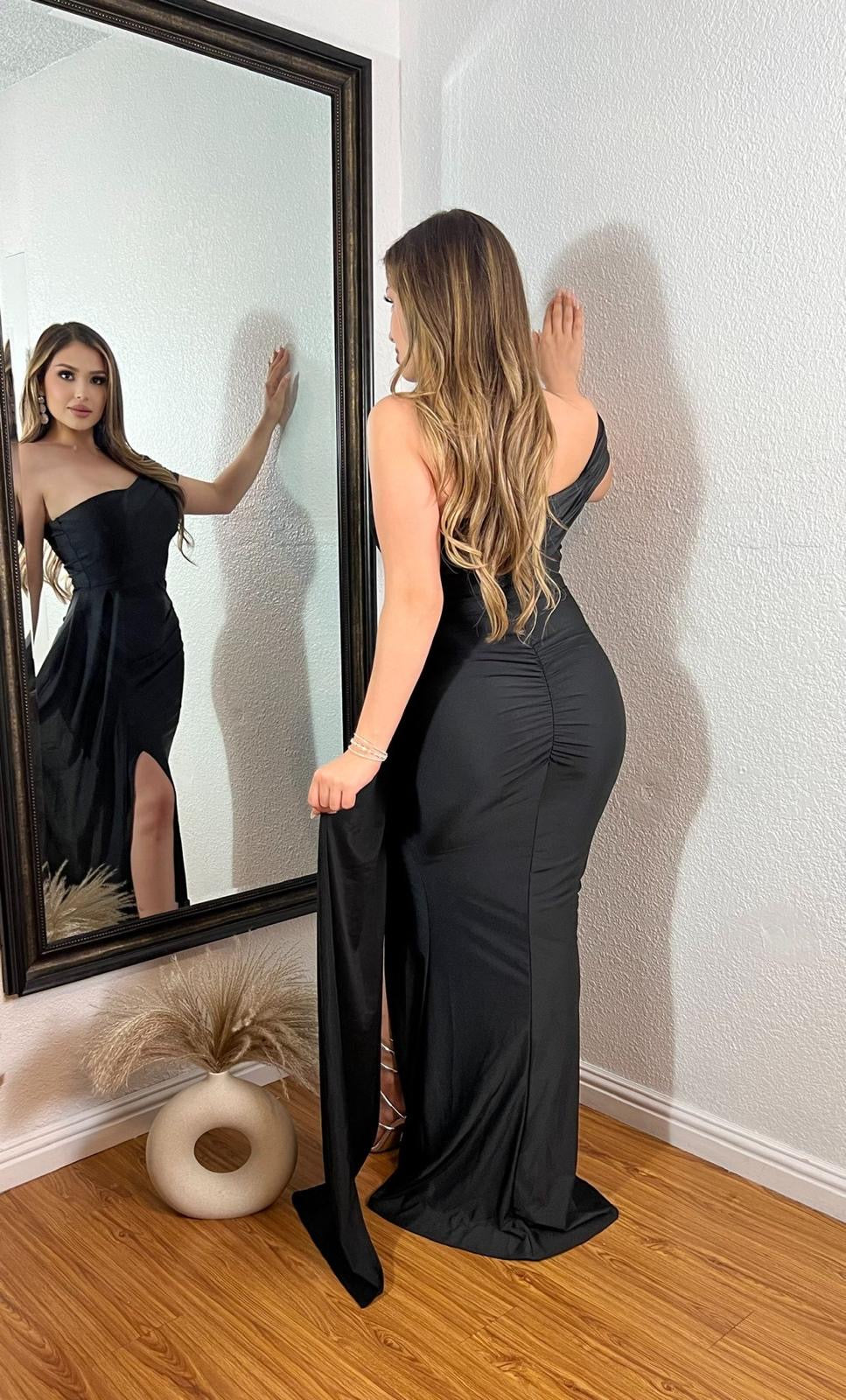 Off Shoulder Tailed Gown -Estira, Stretchy