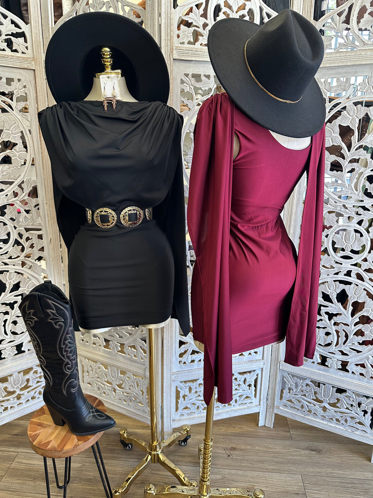 Onyx Hourglass Cape Dress - Stretchy,Estira