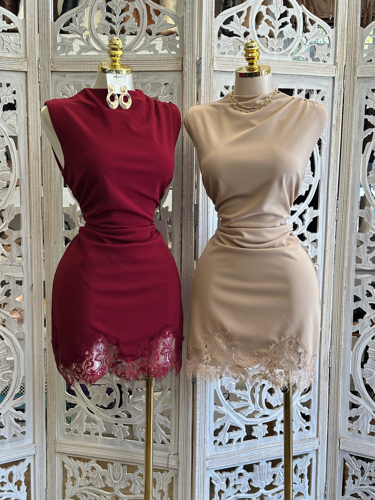 High-Neck Savannah Mini Dress- Estira, Stretchy