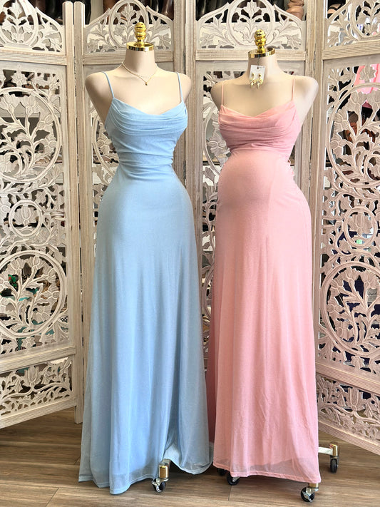 Glittery Cross Back Maxi Dress - Estira, Stretchy