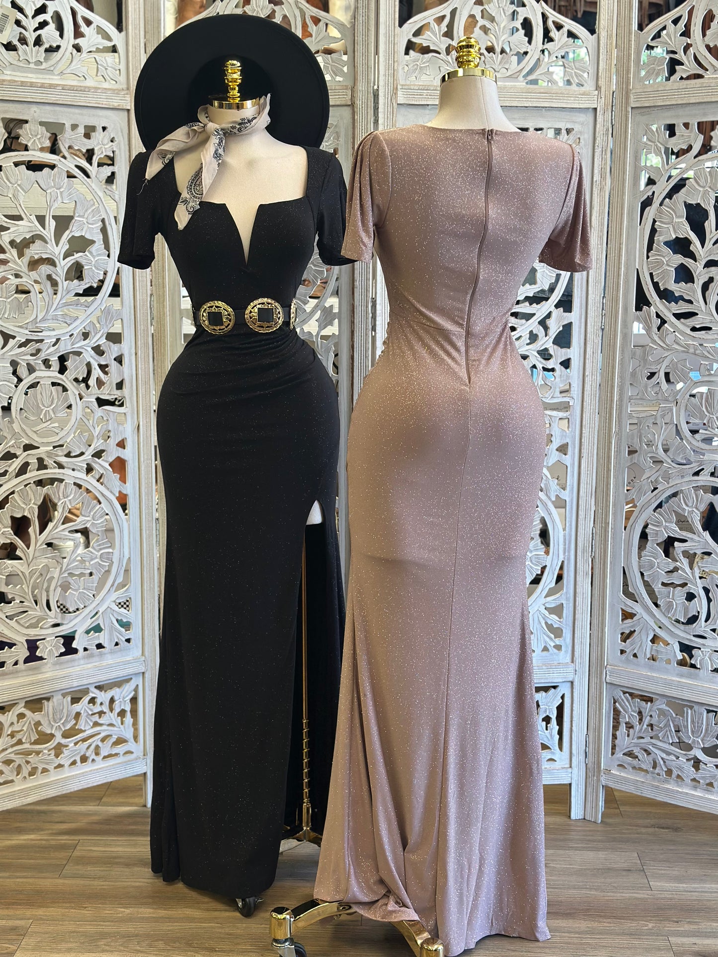 Plunge Maxi Dress- Stretchy ,Estira