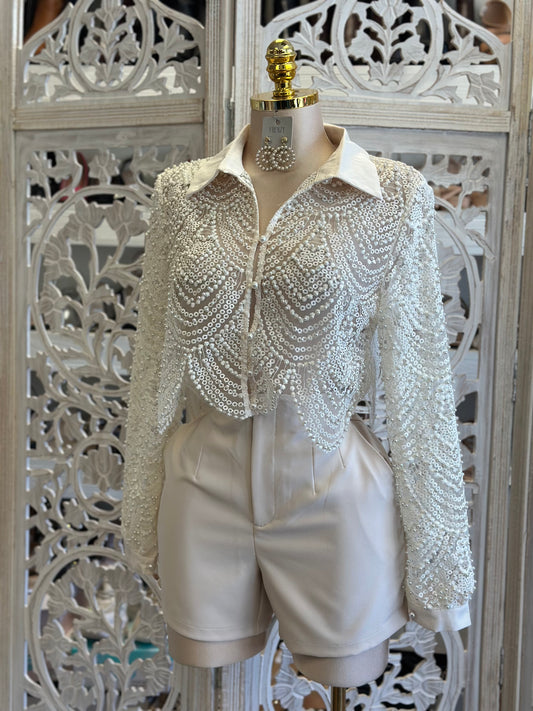 Catherine Beaded Blouse - No Estira, Not Stretchy