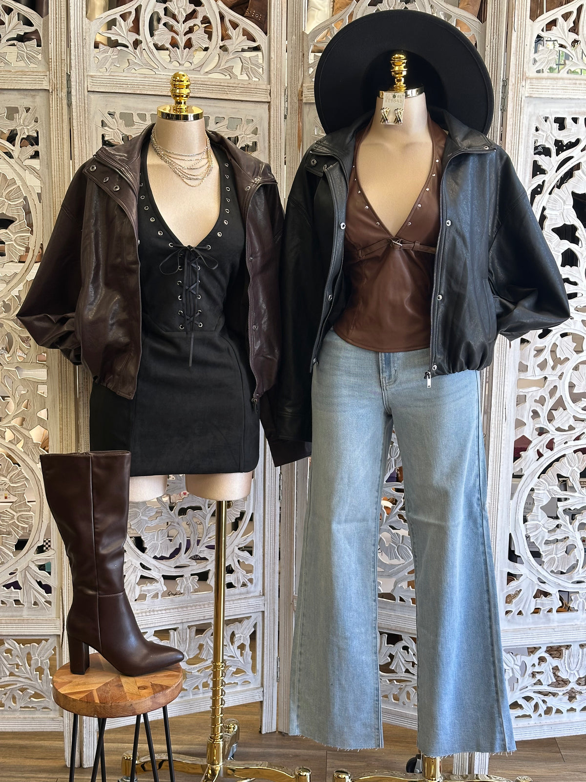 Cassian Faux-Leather Bomber Jacket