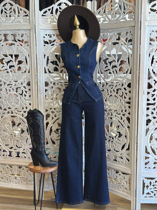 Jean Gold Button Set- Estira Poco , Slightly Stretchy