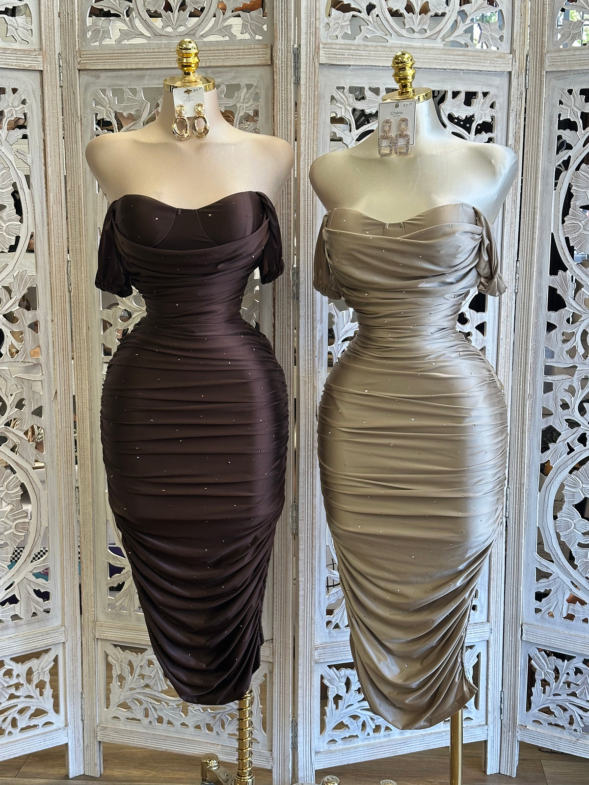 Elysian Drape Midi Dress- Estira, Stretchy