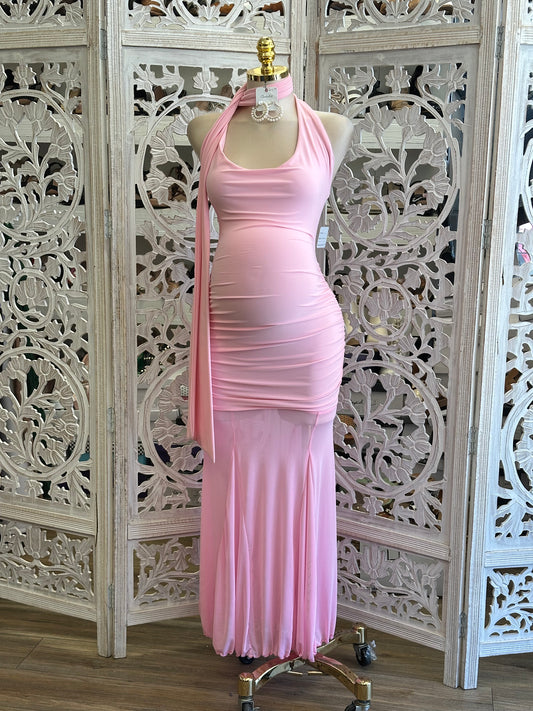 Mesh Scooped Maxi Dress- Stretchy, Estira