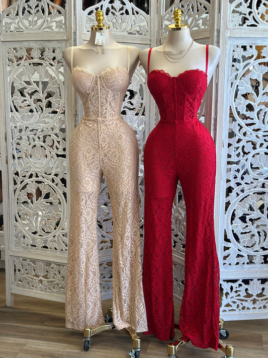 Full Lace Jumpsuit-No Estira, Not Stretchy