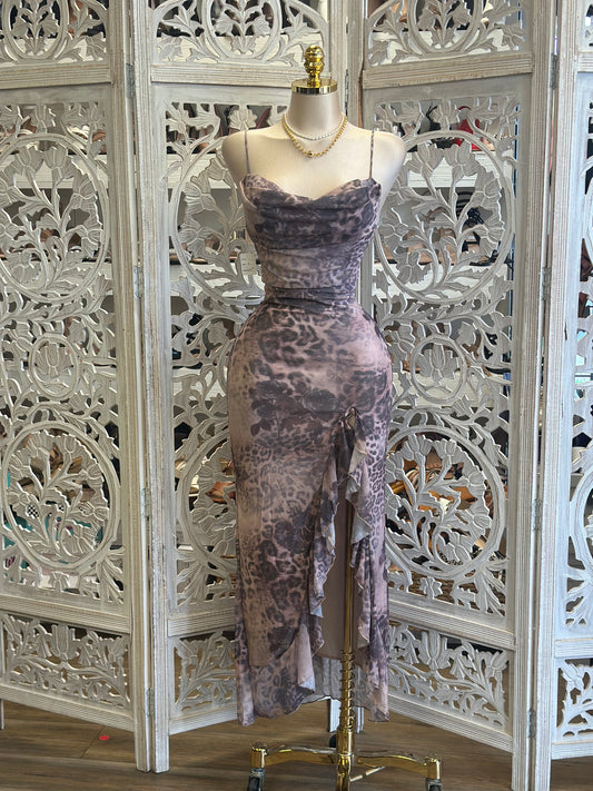 Brushed Cheetah Print Dress -  Estira, Stretchy