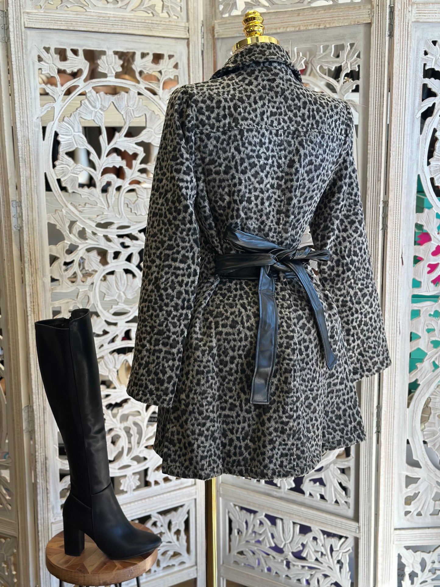 Leopard Print Midsize Coat