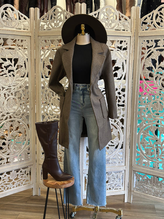 Taupe Pocket Long Coat