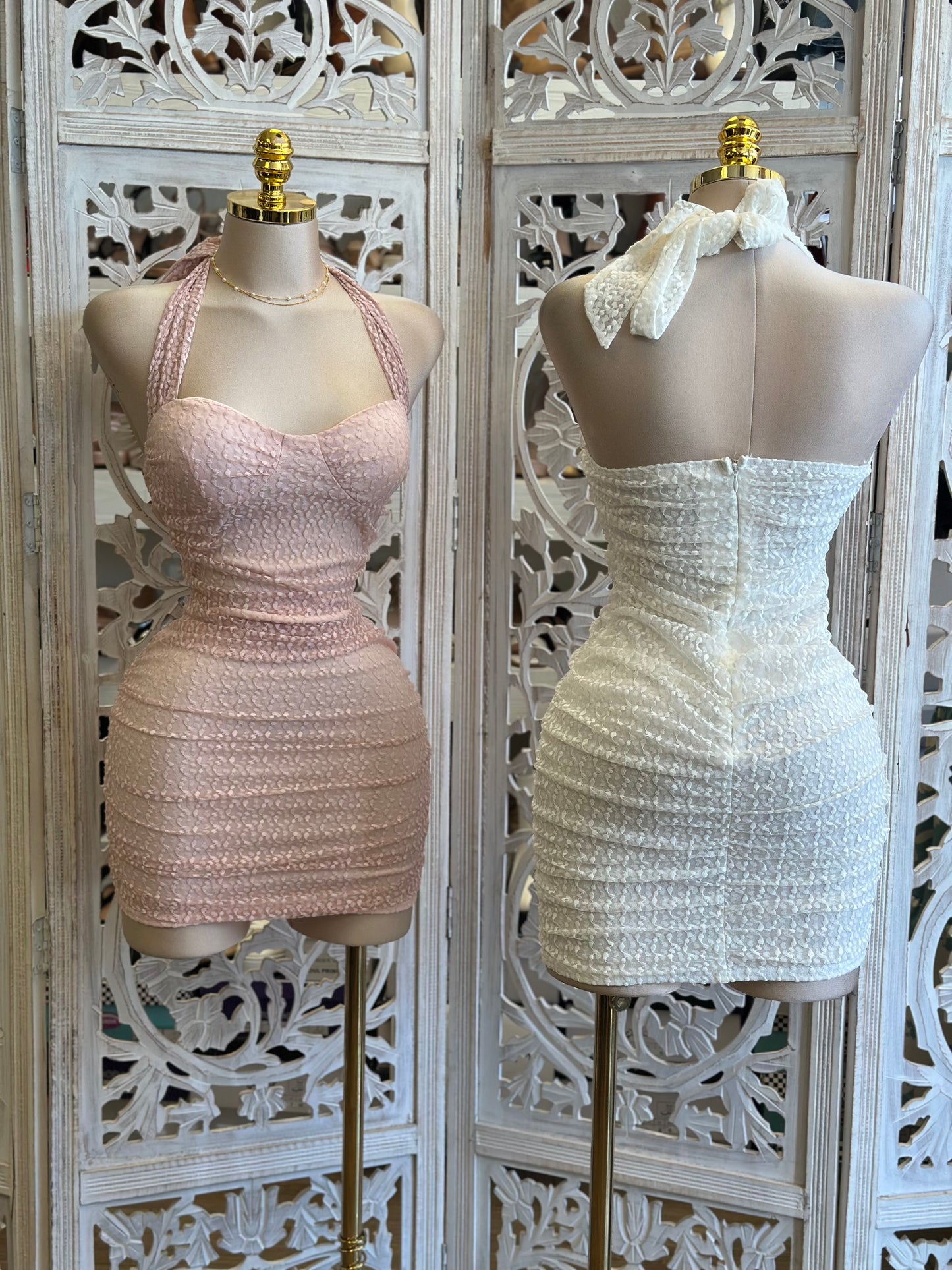 Stitch Pattern Heartline Mini Dress- Stretchy, Estira