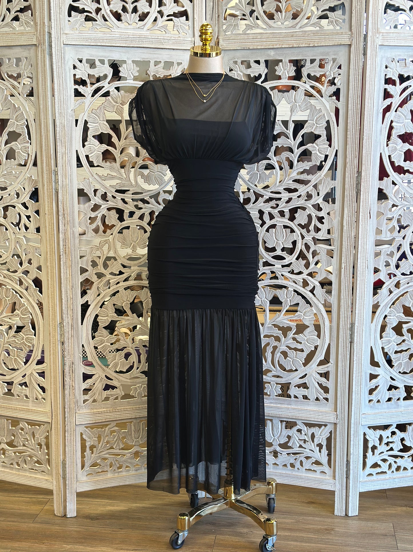 Amara Mesh Midi Dress- Stretchy, Estira