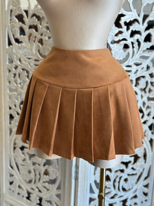 Pleated Suede Mini Skirt- Stretchy , Estira