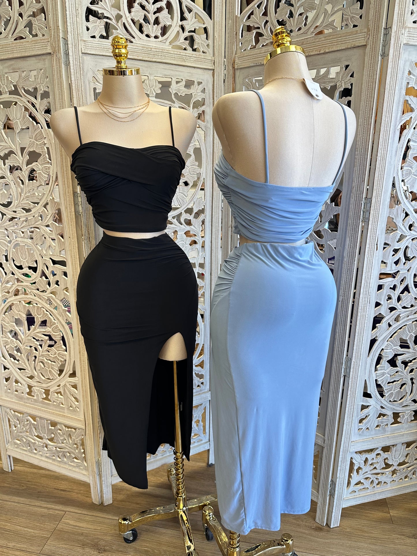 Draped Skirt and Cami Set- Estira, Stretchy