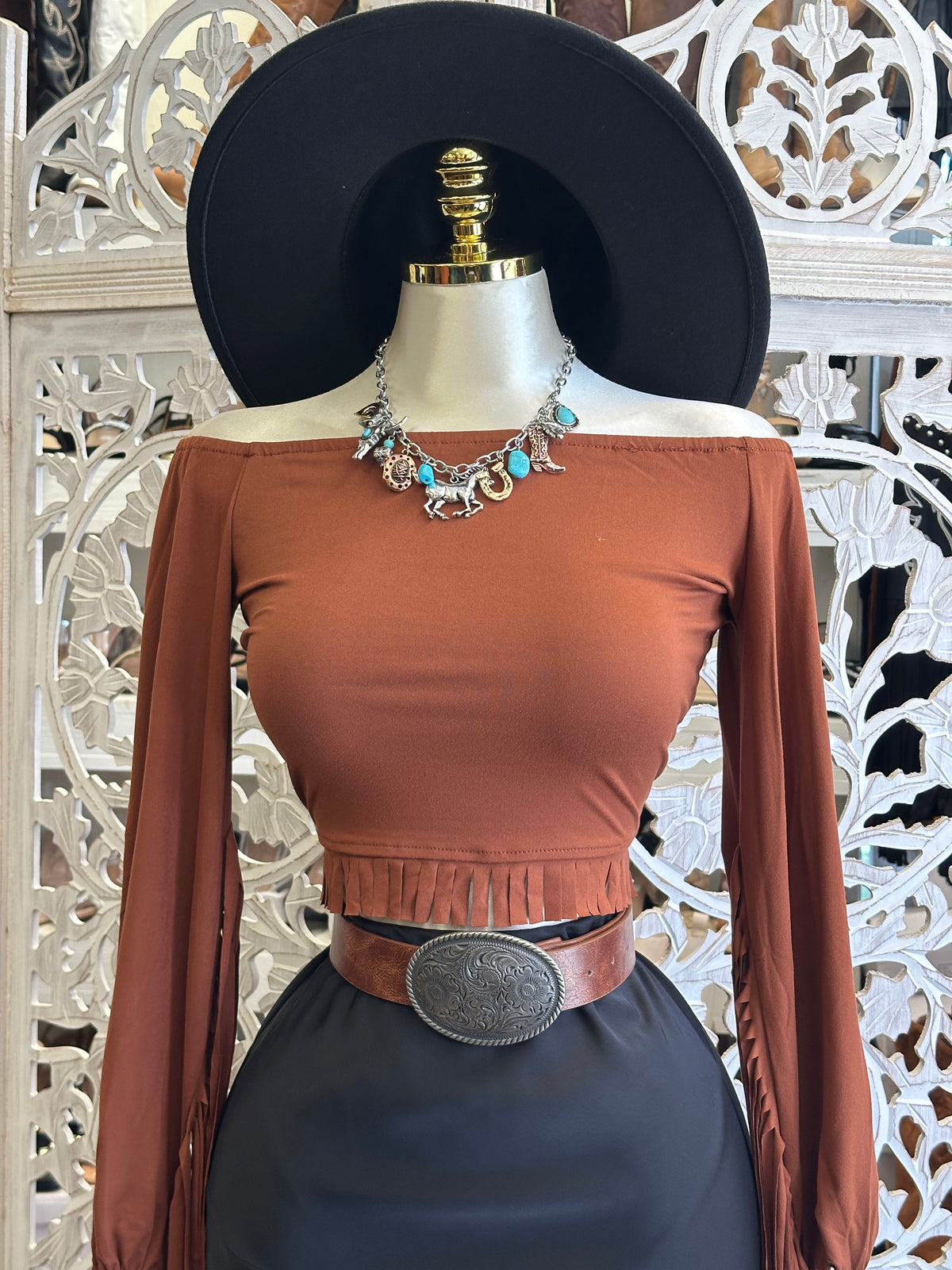 Stagecoach Fringe Crop Top - Stretchy, Estira
