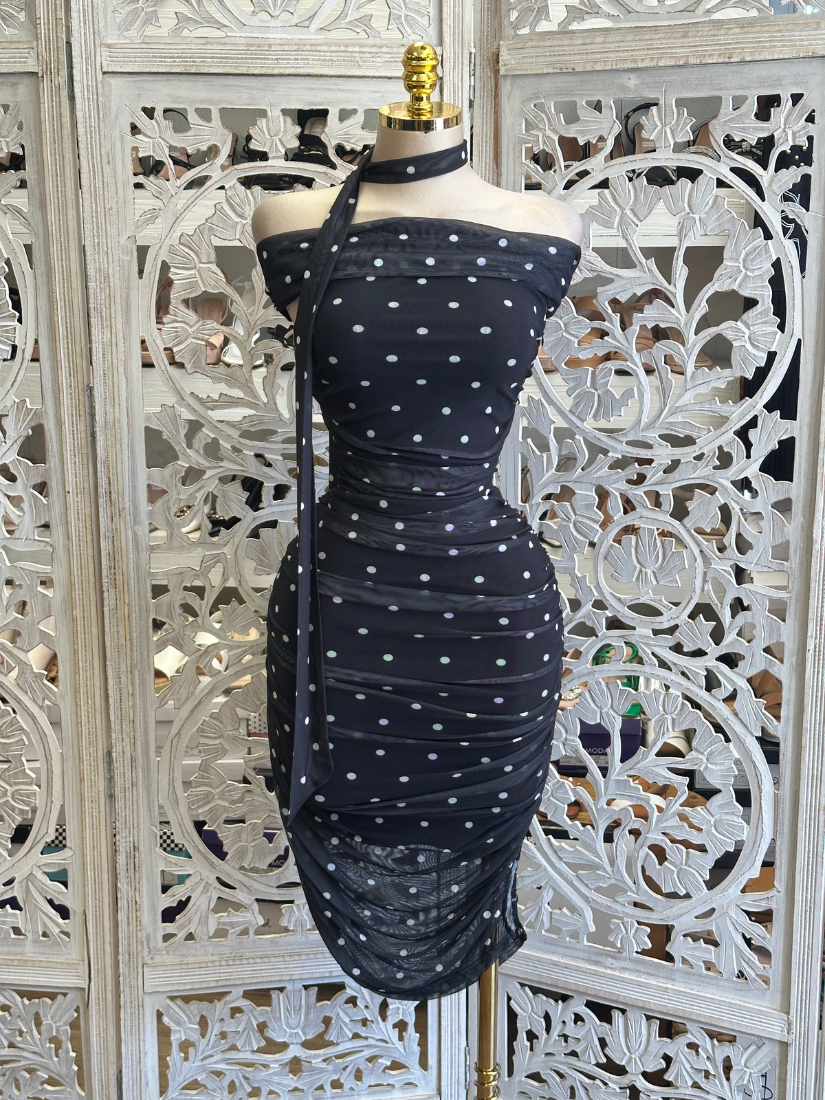 Matrix Dot Mini Dress- Estira , Stretchy
